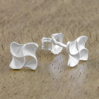 Gleaming Pinwheels Pinwheel-Shaped Sterling Silver Stud Earrings from Thailand