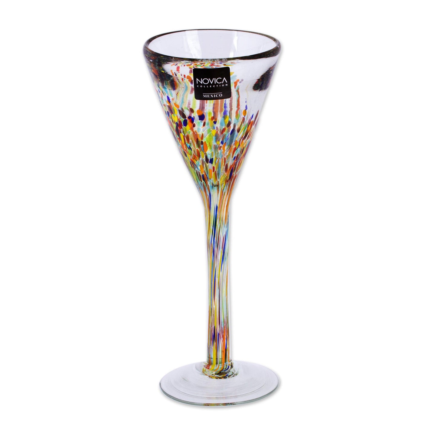 Confetti Mexican Handblown Glass Cocktail Champagne Flutes Set of 6