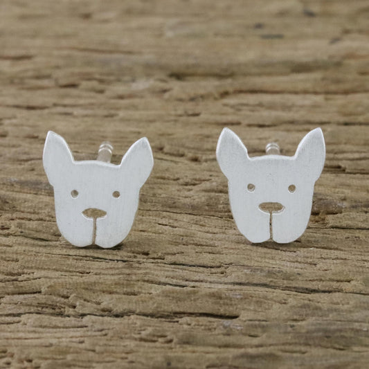 French Bulldog Sterling Silver French Bulldog Stud Earrings from Thailand