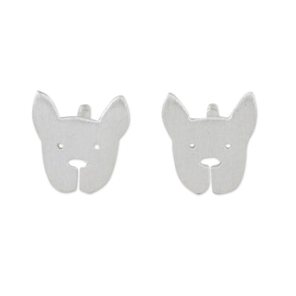 French Bulldog Sterling Silver French Bulldog Stud Earrings from Thailand