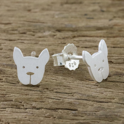 French Bulldog Sterling Silver French Bulldog Stud Earrings from Thailand