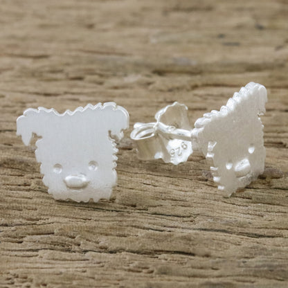 Westie Westie Terrier Sterling Silver Stud Earrings from Thailand