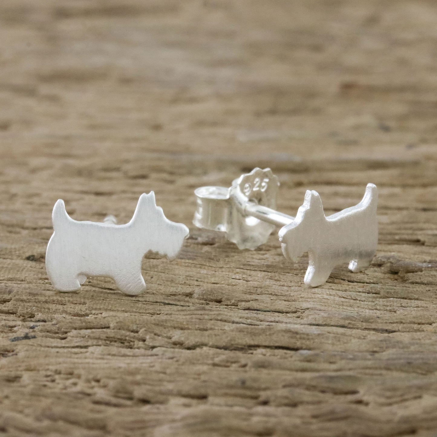 Scottish Terrier Sterling Silver Scottish Terrier Stud Earrings from Thailand