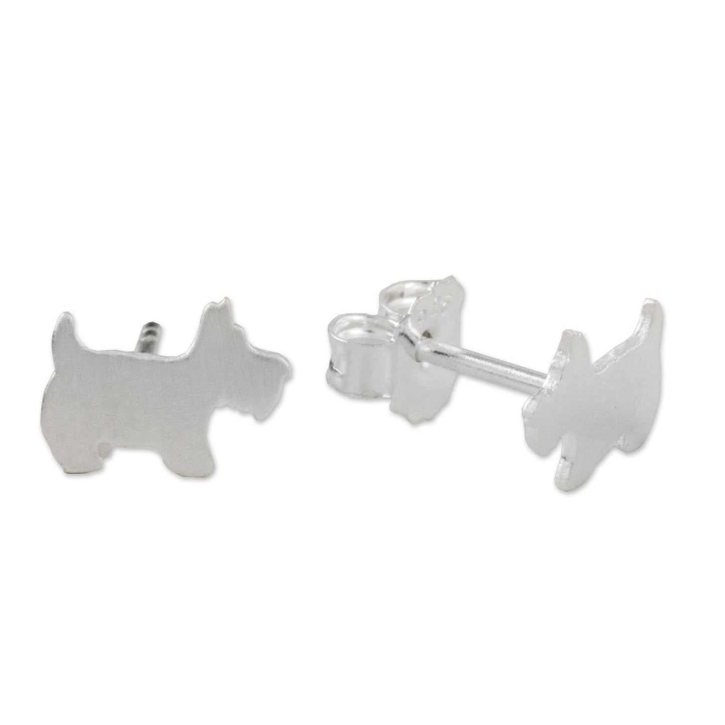 Scottish Terrier Sterling Silver Scottish Terrier Stud Earrings from Thailand