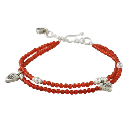 Karen Tangerine Chalcedony Beaded Charm Bracelet from Thailand