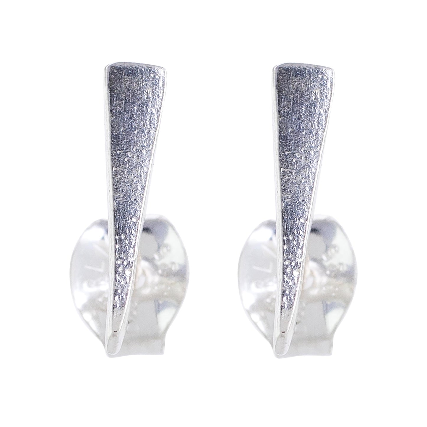 Straight and True Elongated Triangle Modern Sterling Silver Stud Earrings