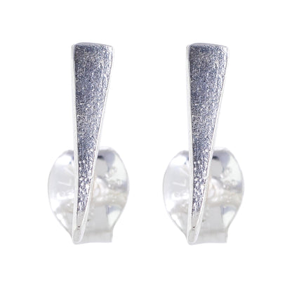 Straight and True Elongated Triangle Modern Sterling Silver Stud Earrings