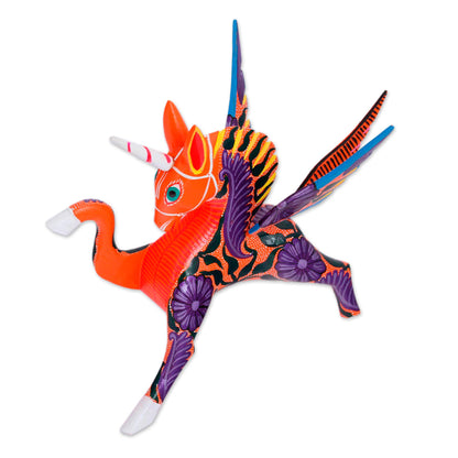 Noble Pegasus Hand-Painted Wood Alebrije Pegasus Sculpture from Mexico