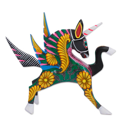 Proud Pegasus Handcrafted Wood Alebrije Pegasus Sculpture from Peru