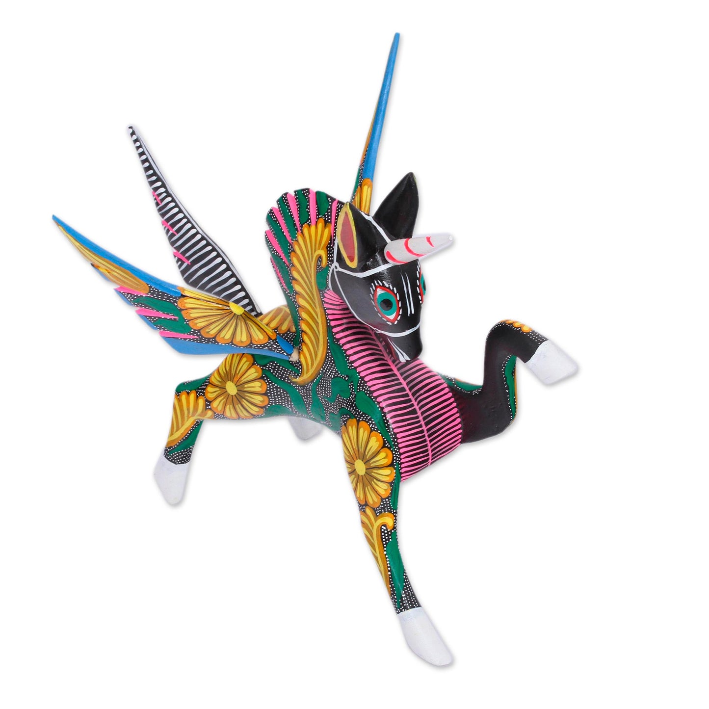 Proud Pegasus Handcrafted Wood Alebrije Pegasus Sculpture from Peru