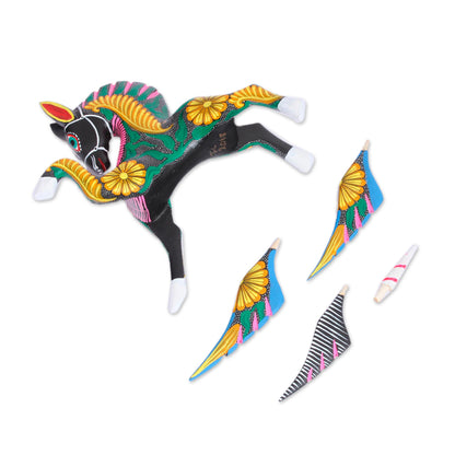 Proud Pegasus Handcrafted Wood Alebrije Pegasus Sculpture from Peru