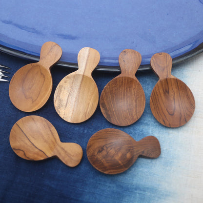 Time with Friends Handmade Sawo Wood Sugar Spoons from Bali (Set of 6)