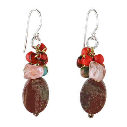 Summer Symphony Jasper Beaded Dangle Earrings from Thailand