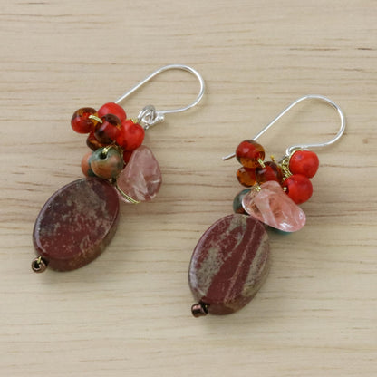 Summer Symphony Jasper Beaded Dangle Earrings from Thailand