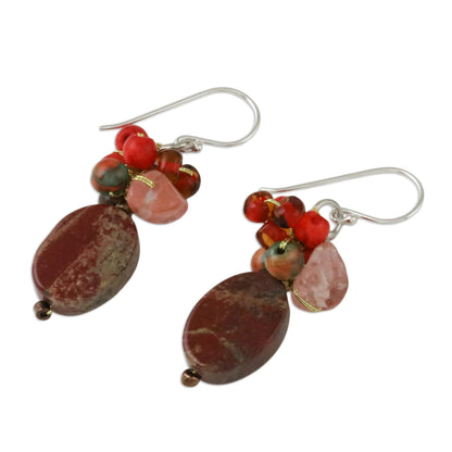 Summer Symphony Jasper Beaded Dangle Earrings from Thailand