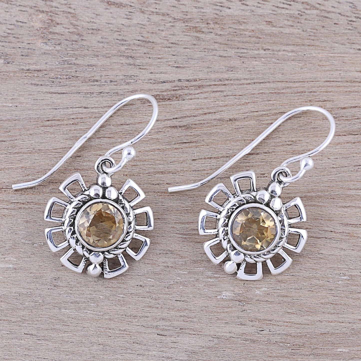 Gleaming Bloom Gleaming Citrine Dangle Earrings Crafted in India