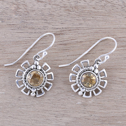 Gleaming Bloom Gleaming Citrine Dangle Earrings Crafted in India