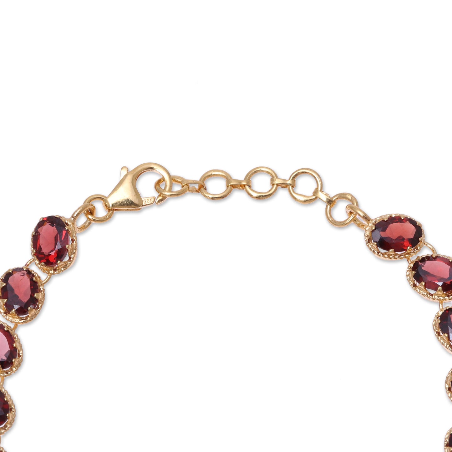 Regal Garland Gold Plated 20-Carat Garnet Tennis-Style Bracelet from India