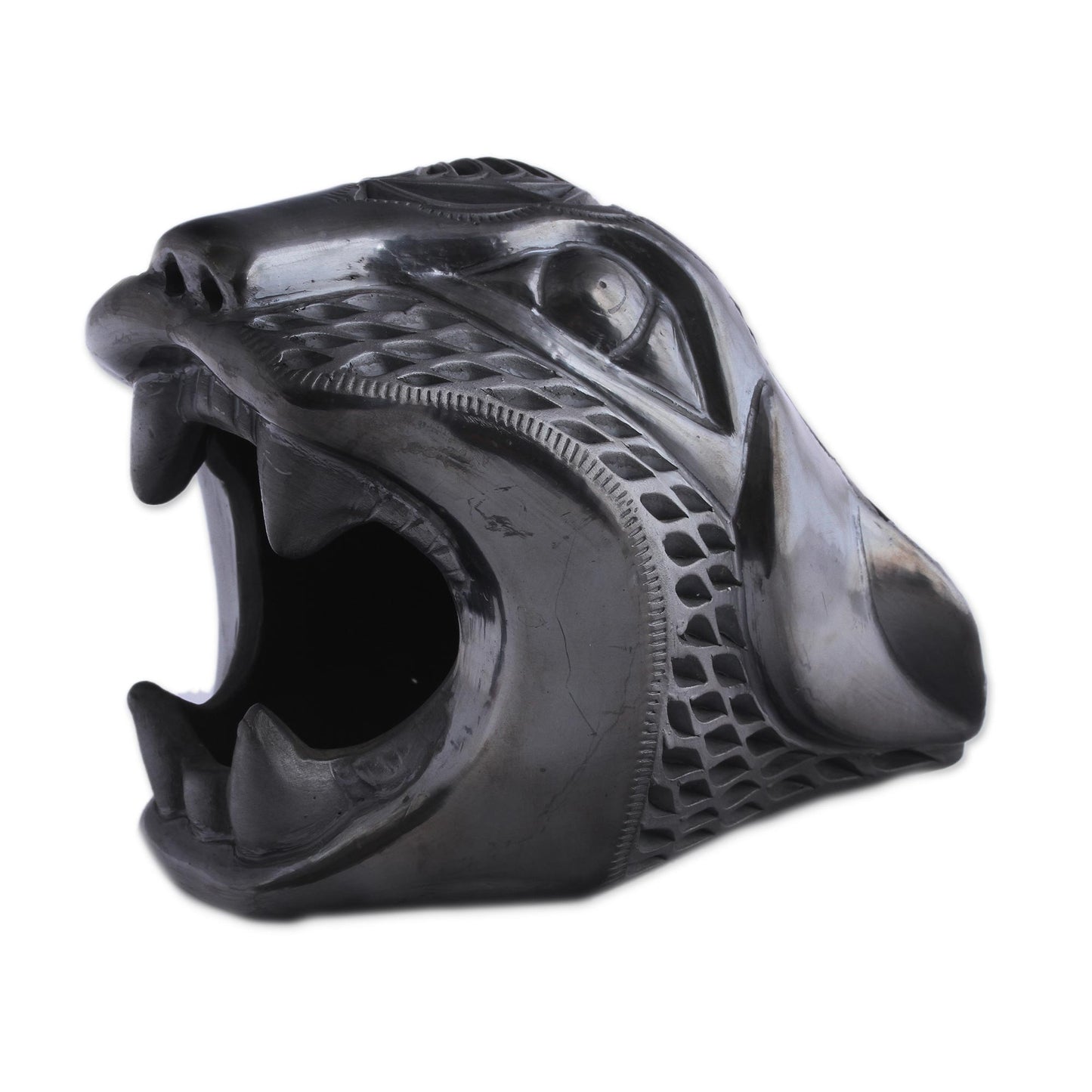 Black Balam Barro Negro Ceramic Jaguar Mask from Mexico