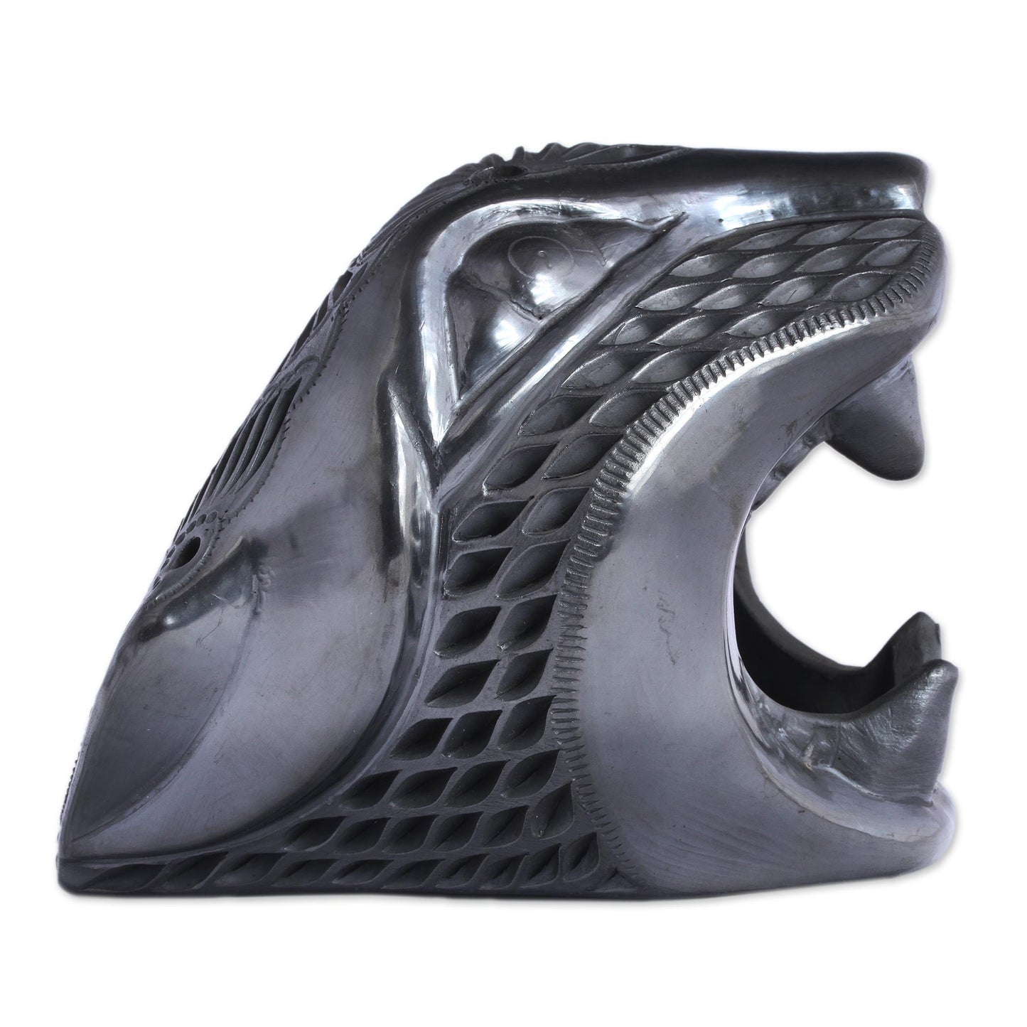 Black Balam Barro Negro Ceramic Jaguar Mask from Mexico