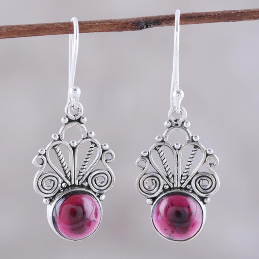 Morning Princess Natural Garnet Dangle Earrings Crafted in India