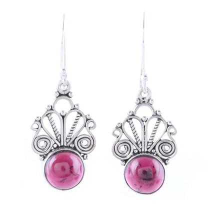 Morning Princess Natural Garnet Dangle Earrings Crafted in India