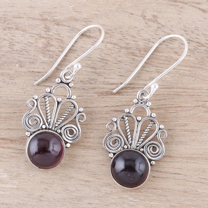 Morning Princess Natural Garnet Dangle Earrings Crafted in India