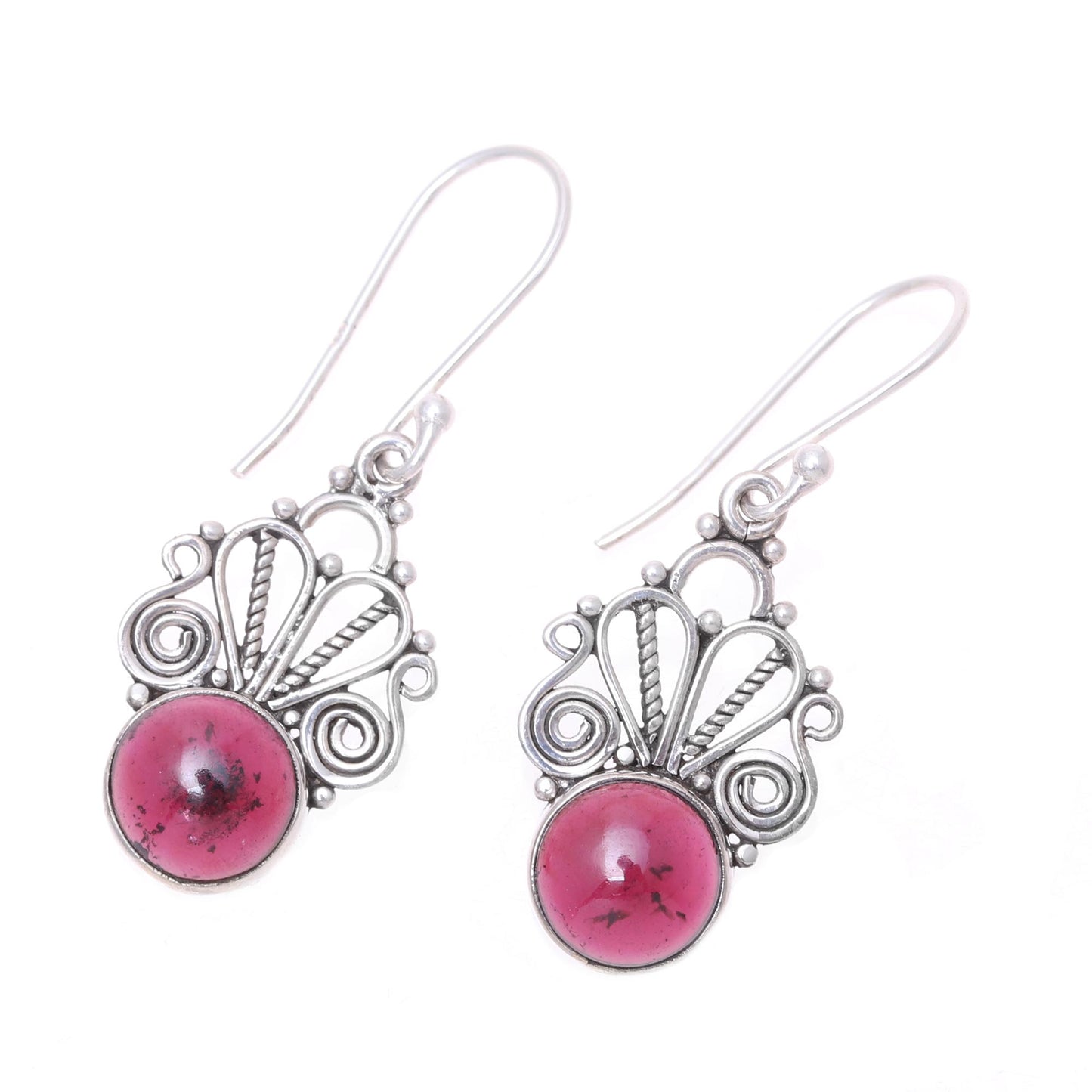 Morning Princess Natural Garnet Dangle Earrings Crafted in India