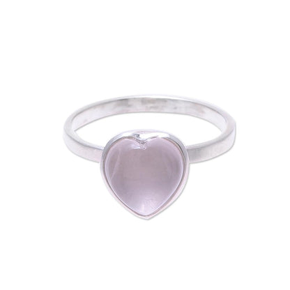 Gemstone Heart Heart-Shaped Rose Quartz Cocktail Ring from India