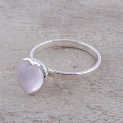 Gemstone Heart Heart-Shaped Rose Quartz Cocktail Ring from India