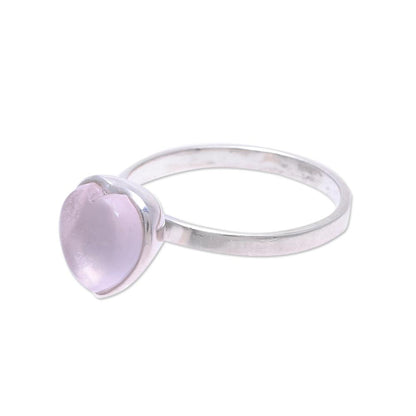 Gemstone Heart Heart-Shaped Rose Quartz Cocktail Ring from India