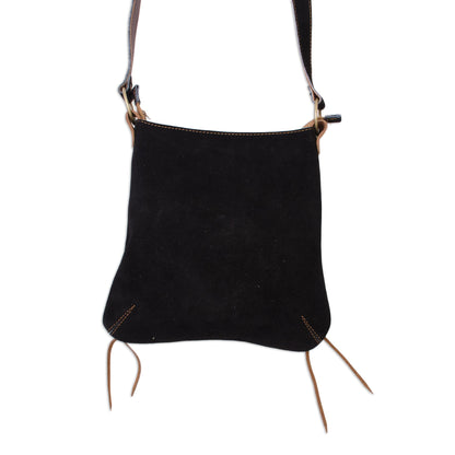 Mesmerizing Sun Black and Brown Suede Laser Cut Sun Motif Sling