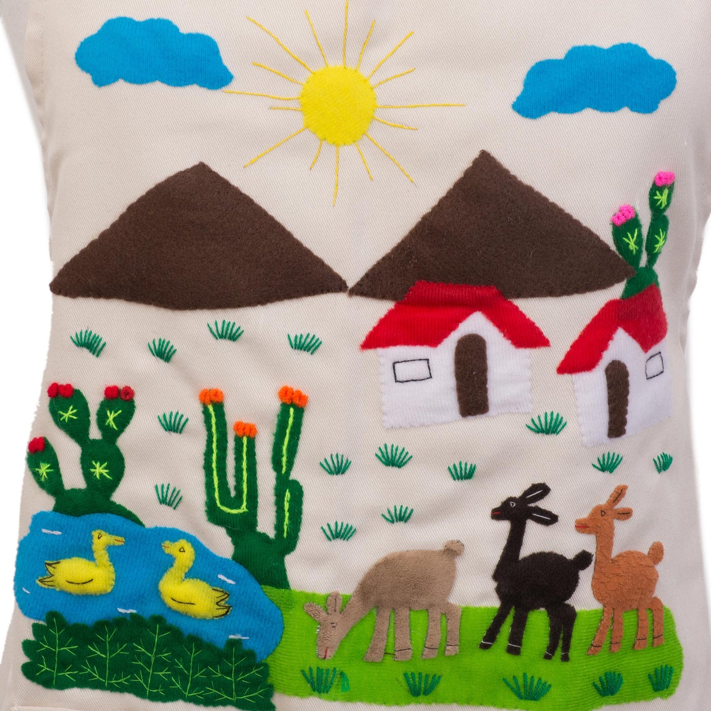 Sweet Morning Handcrafted Cotton Arpillera Applique Apron from Peru