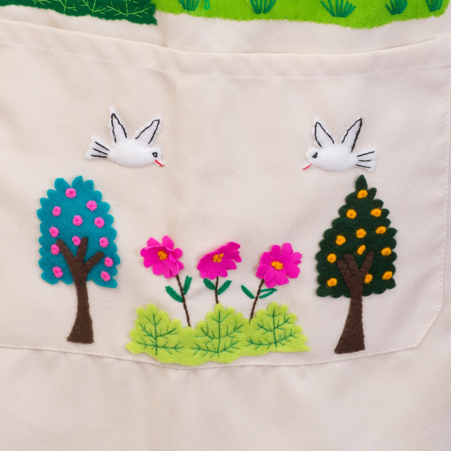 Sweet Morning Handcrafted Cotton Arpillera Applique Apron from Peru