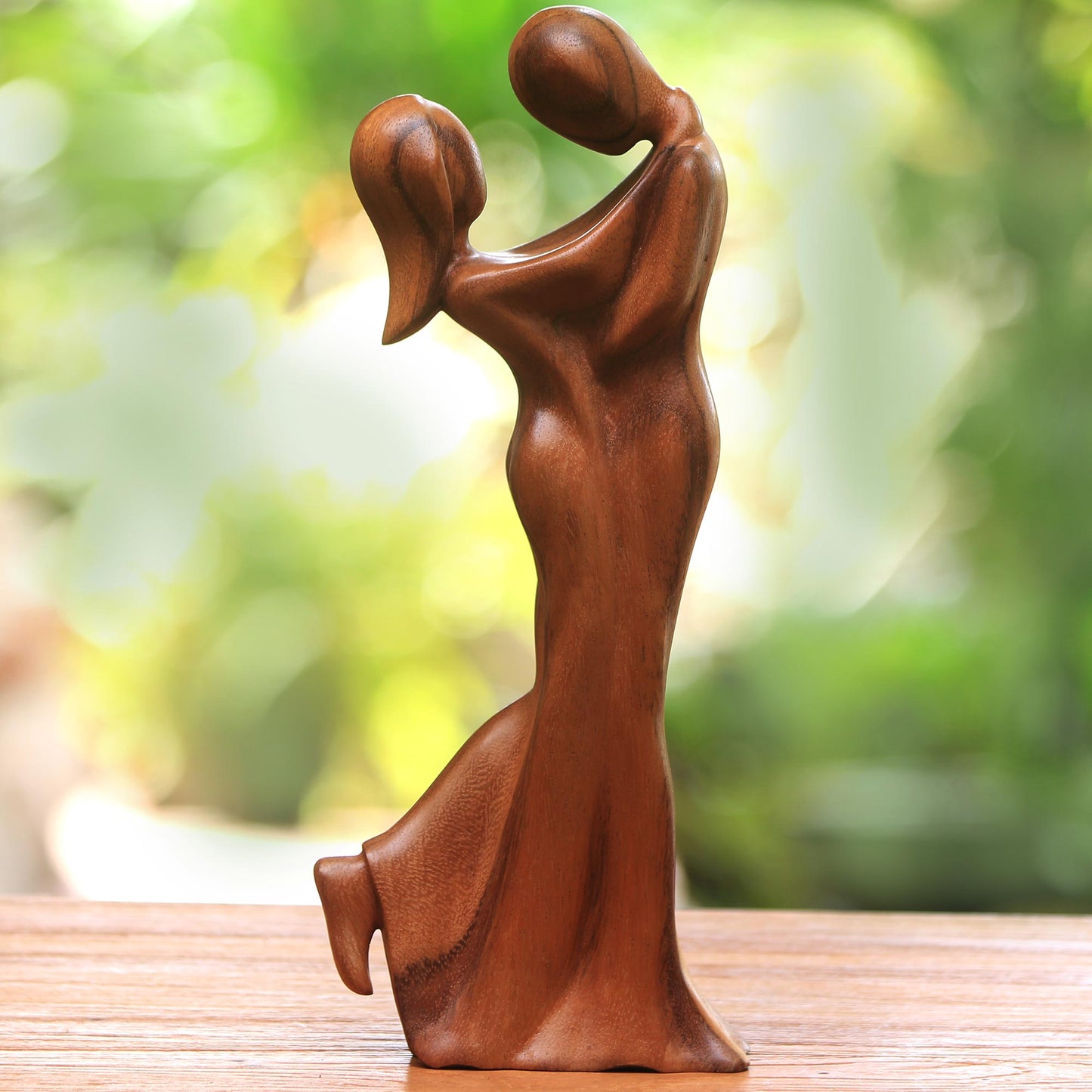 Romantic Embrace Romantic Suar Wood Sculpture from Bali