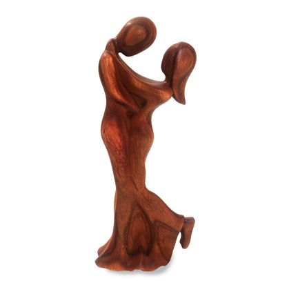 Romantic Embrace Romantic Suar Wood Sculpture from Bali