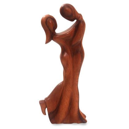 Romantic Embrace Romantic Suar Wood Sculpture from Bali