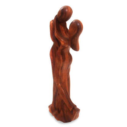 Romantic Embrace Romantic Suar Wood Sculpture from Bali