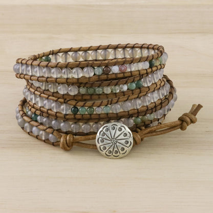 Mist in the Fields Leather Wrap Bracelet