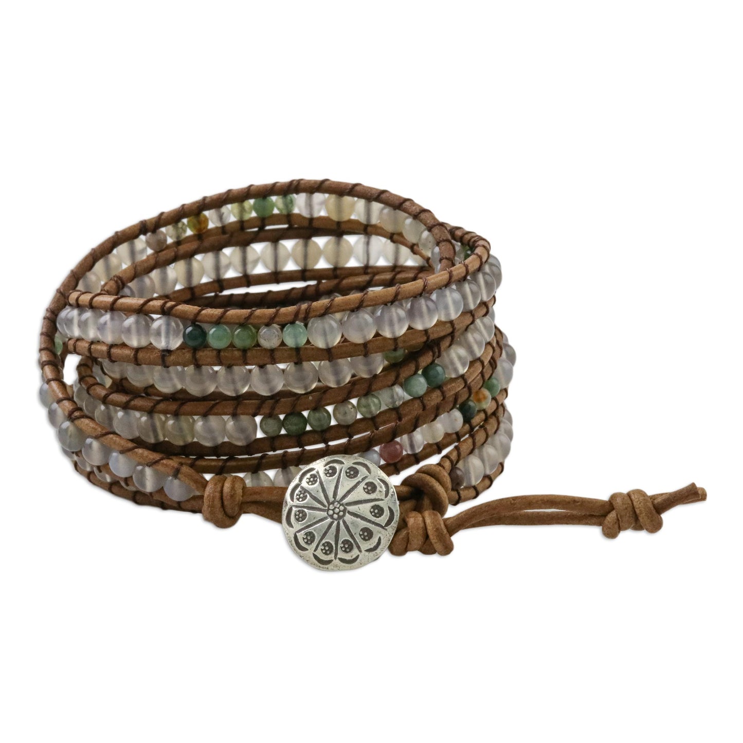 Mist in the Fields Leather Wrap Bracelet