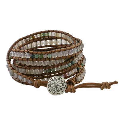 Mist in the Fields Leather Wrap Bracelet