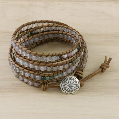 Mist in the Fields Leather Wrap Bracelet