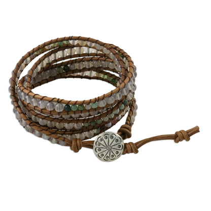 Mist in the Fields Leather Wrap Bracelet