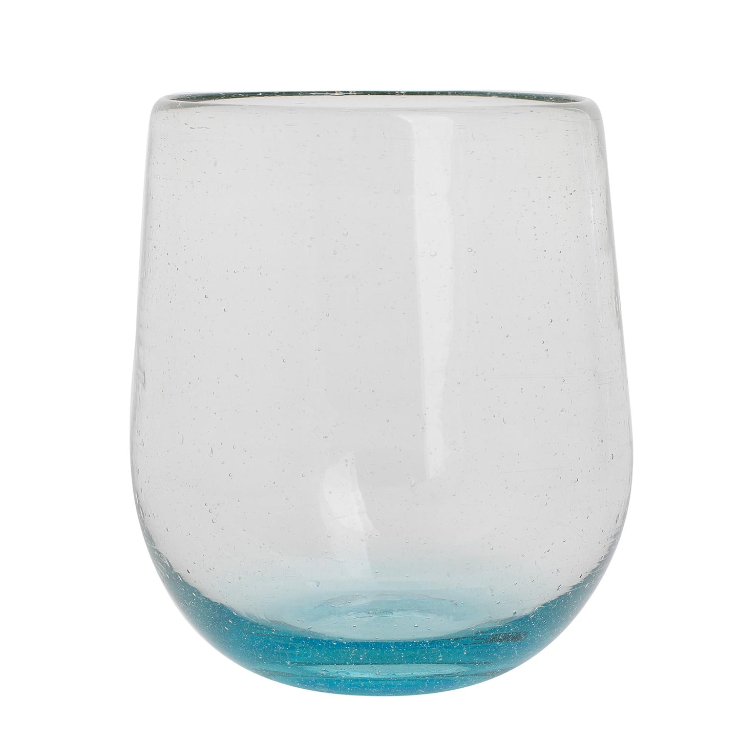 Glistening Sea Set of Four Recycled Glass Stemless Wine Glasses in Blue