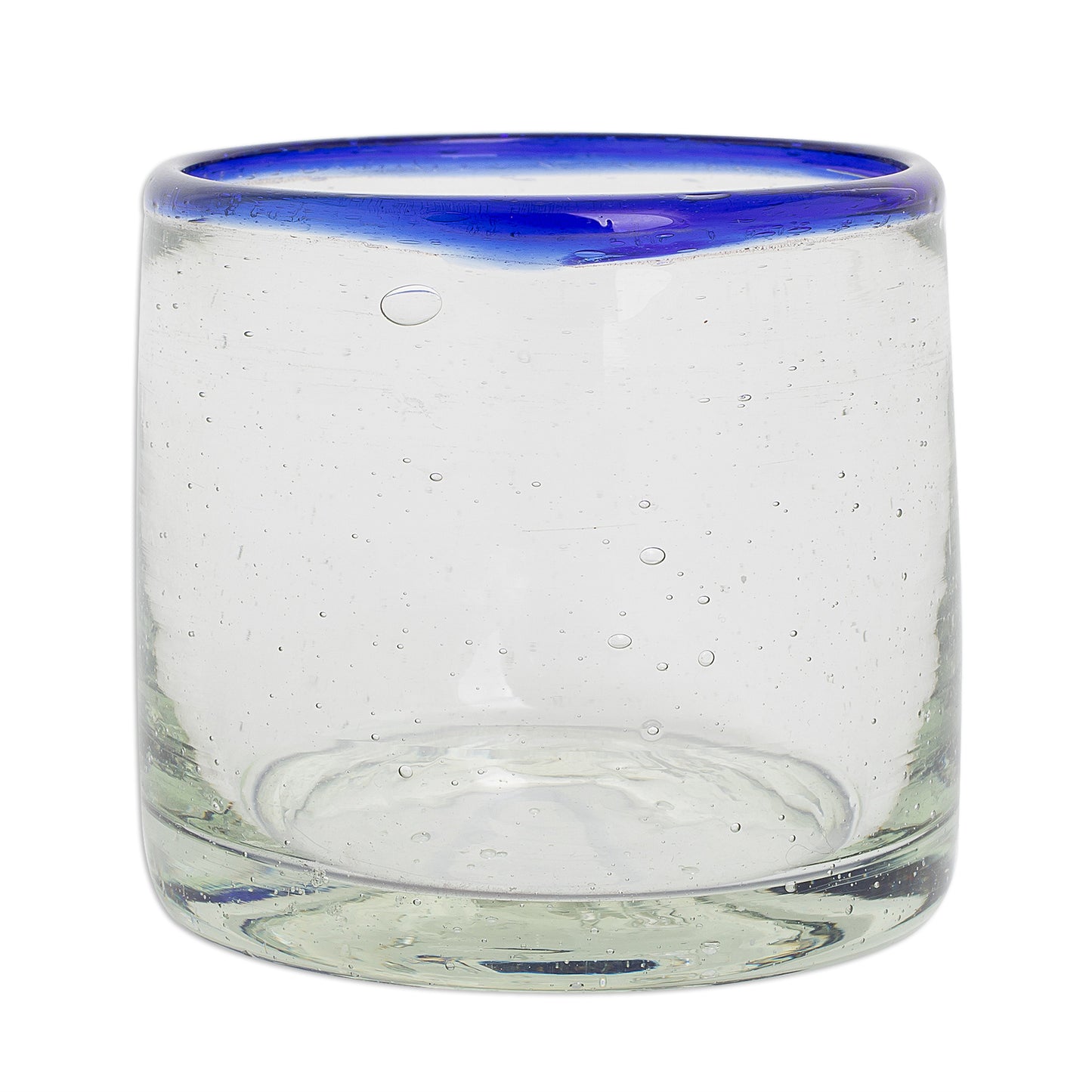 Ocean Rim Recycled Glass Juice Glasses with Blue Rims (Set of 4)