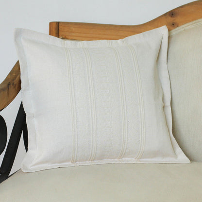 White Cotton Eco-Friendly Throw Pillow Cover, 'Eggshell Bliss'