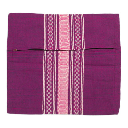 Delicious Boysenberry Handwoven Cotton Cushion Cover in Boysenberry from Mexico