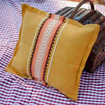 Brown Cotton Eco-Friendly Throw Pillow Cover, 'Amber History'