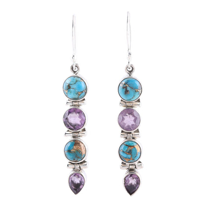 Twilight Falls Amethyst Composite Turquoise Sterling Silver Dangle Earrings