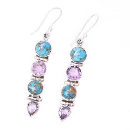 Twilight Falls Amethyst Composite Turquoise Sterling Silver Dangle Earrings